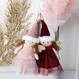 Red/White Hanging Fabric Glitter Angel - wholesale