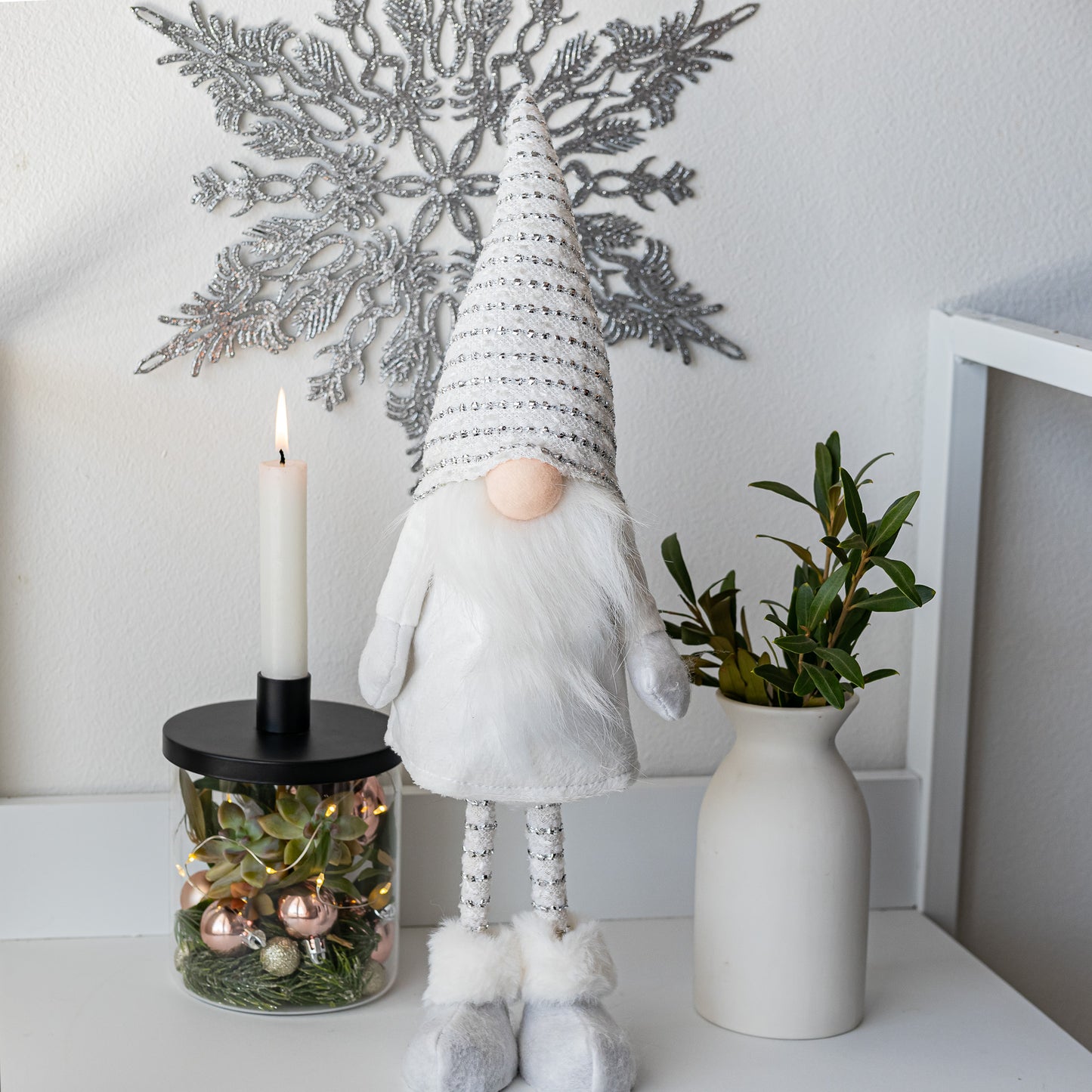 Silver & white Standing Boy Gnome