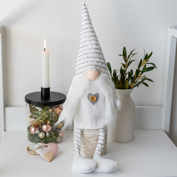 Silver & White Sitting Girl Gnome - wholesale