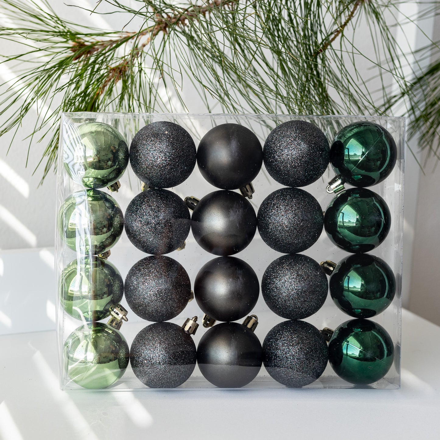 Green/Grey Baubles - 20 pcs