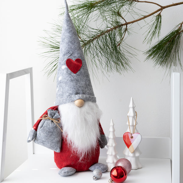 Grey Santa with Heart and Sack