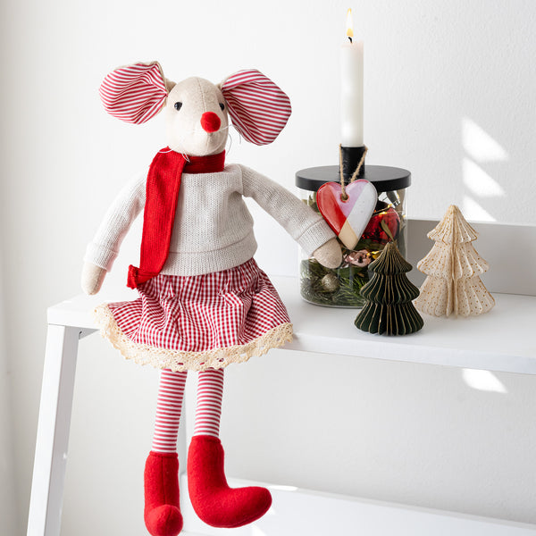Red & Beige Sitting Girl Mouse - wholesale