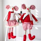 Red & Beige Sitting Girl Mouse - wholesale