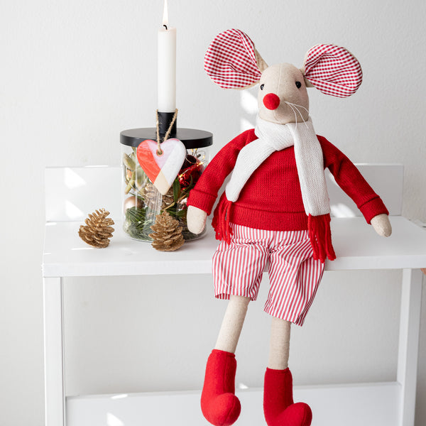 Red & Beige Sitting Boy Mouse - wholesale