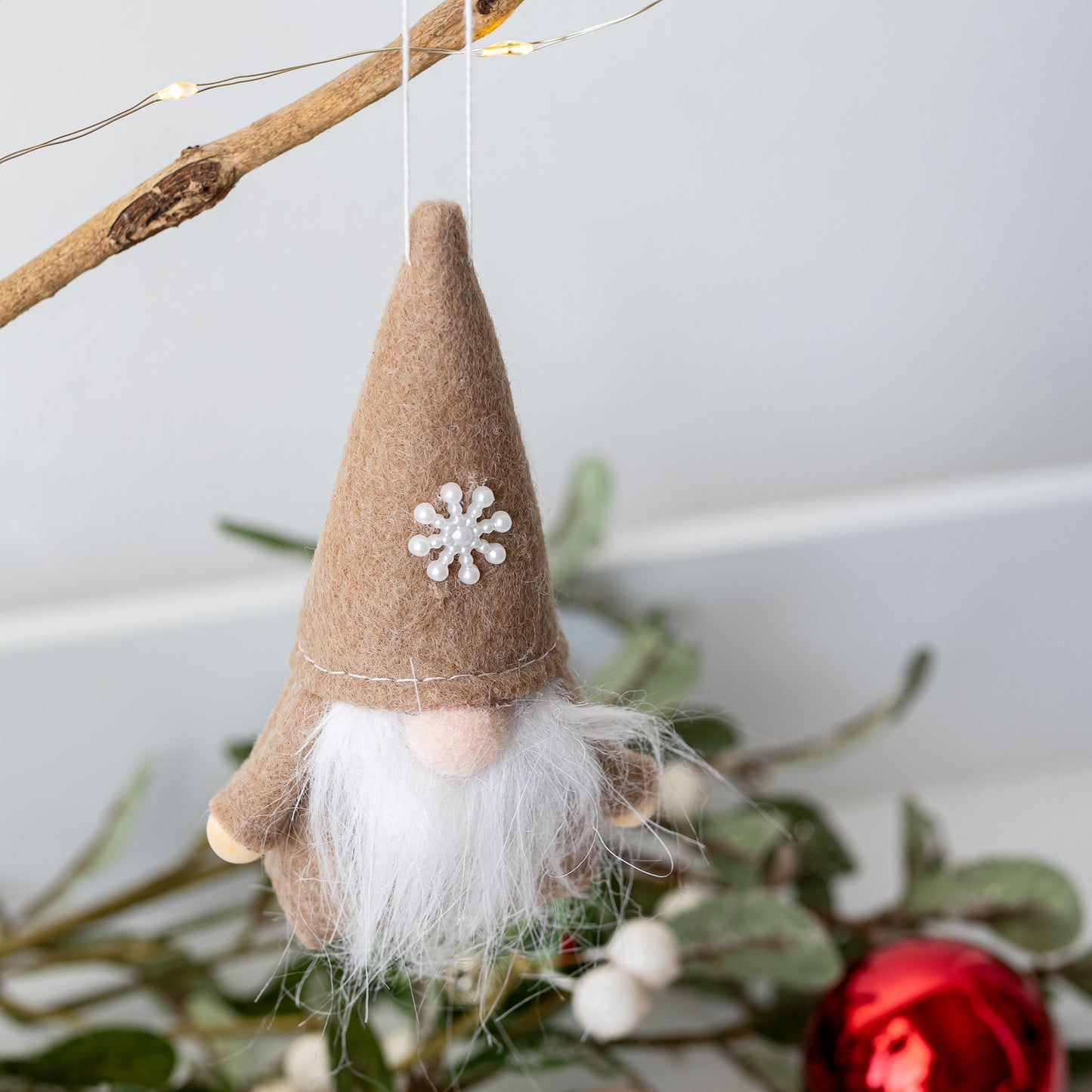 Set of 3 Beige Hanging Gnomes