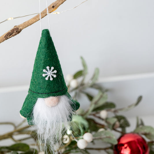 Set of 3 Green Hanging Gnomes