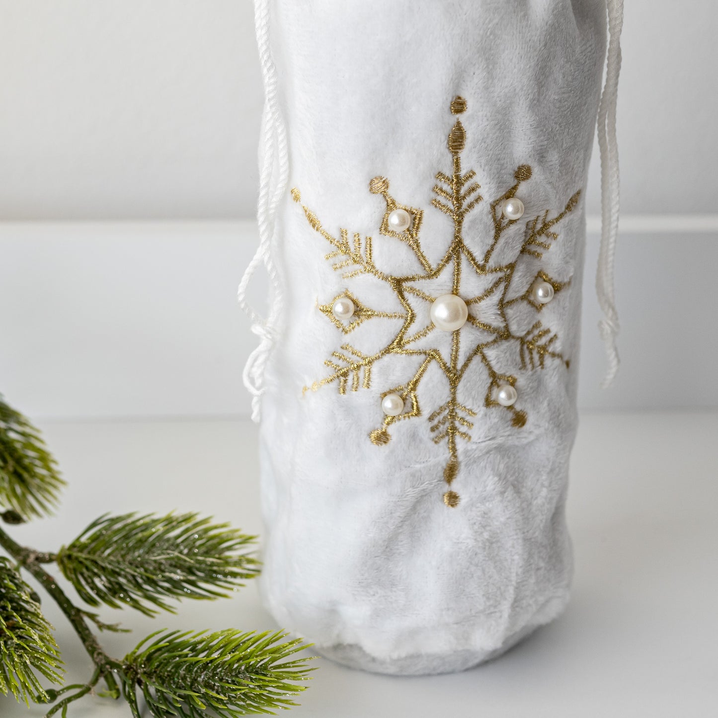 Gold Snowflake Wine Bottle Bag