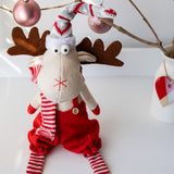 Reindeer with Knitted Hat & Dangly Legs - wholesale