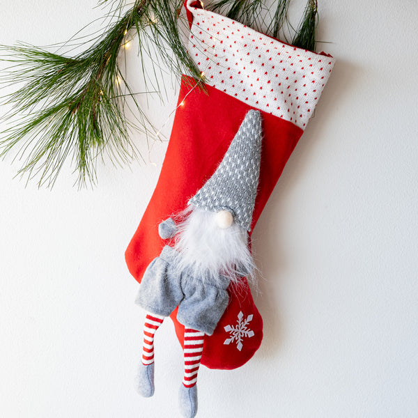 Red Stocking with Gnome Boy - wholesale