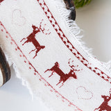 Red/White Fabric Gift Ribbon with Reindeer