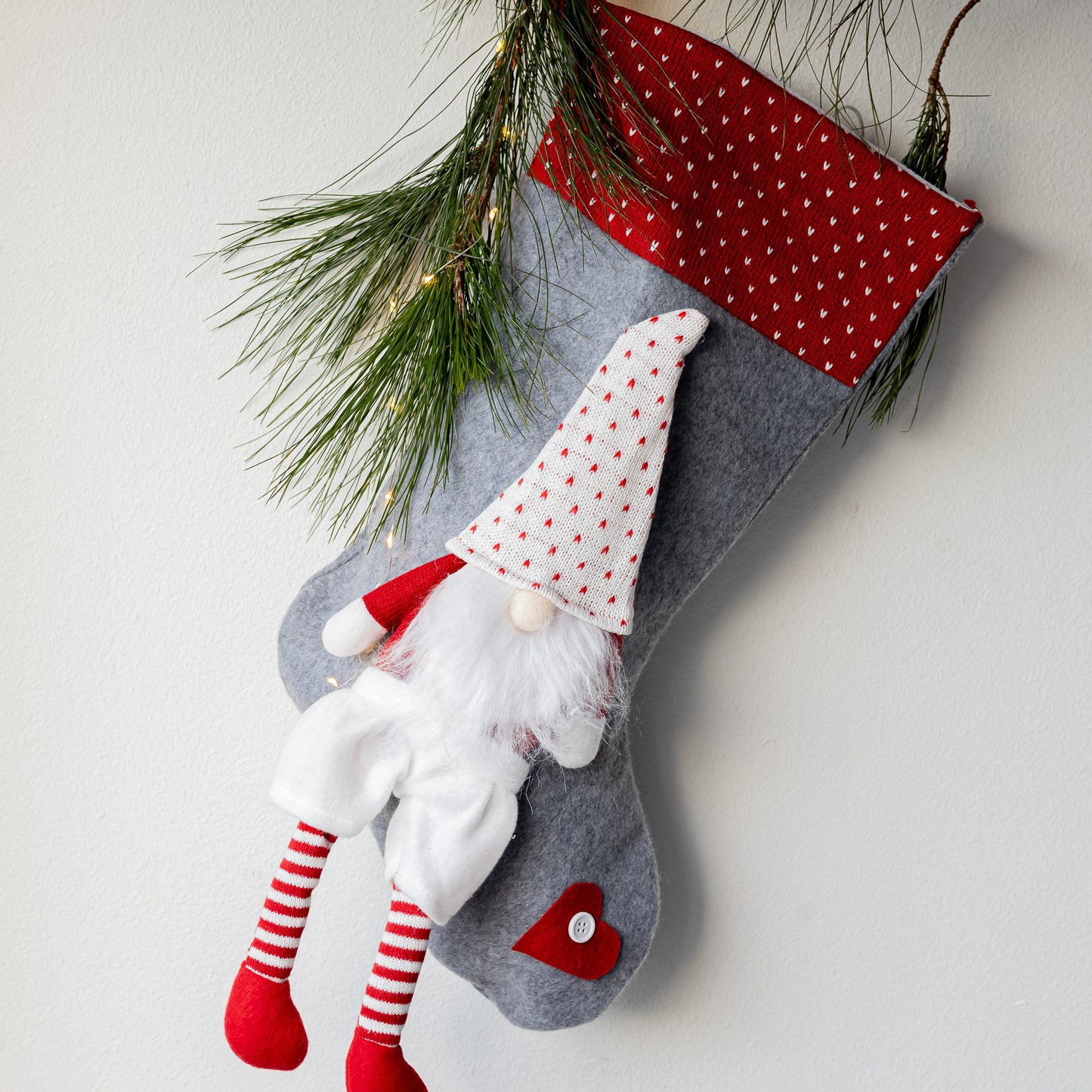 Grey Gnome Stocking