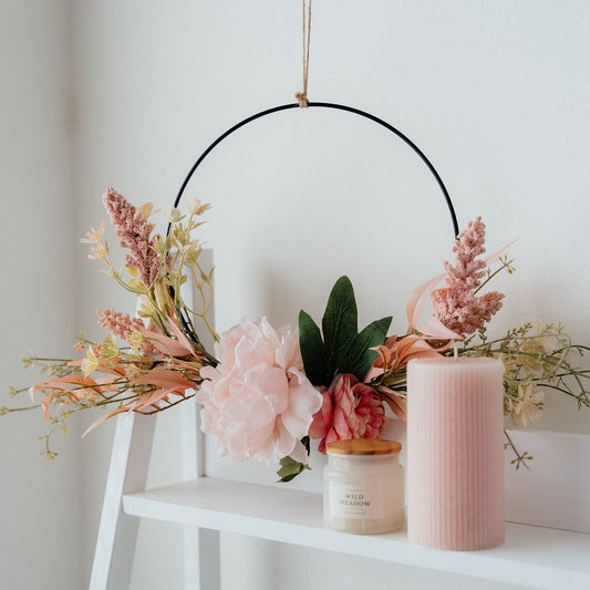 Hanging Floral Wreath on Metal Ring