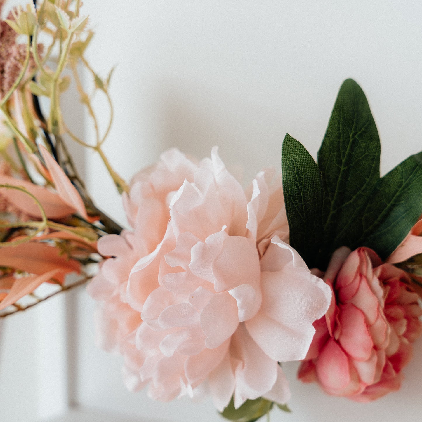 Hanging Floral Wreath on Metal Ring