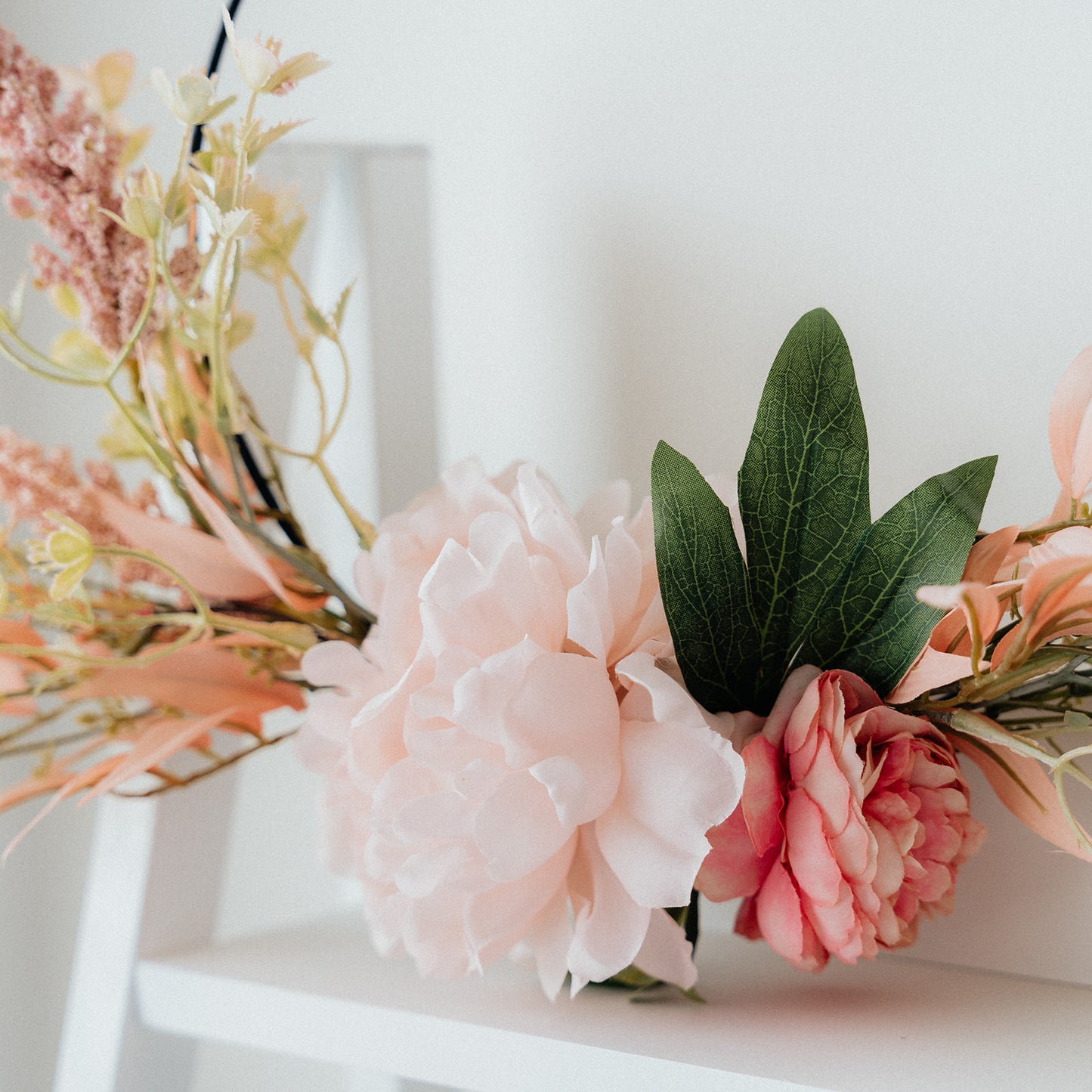 Hanging Floral Wreath on Metal Ring