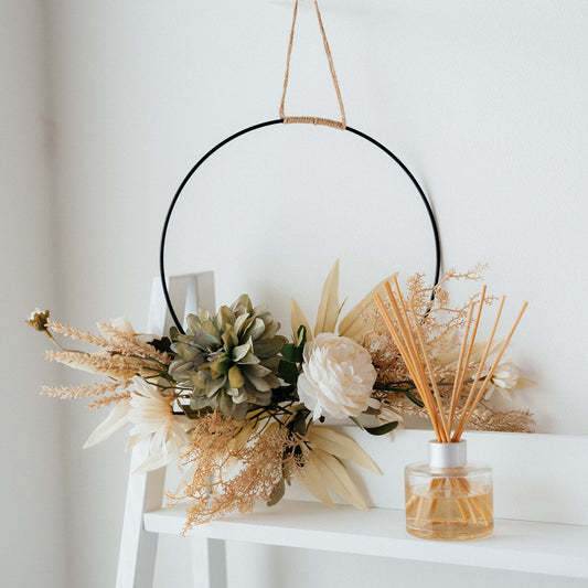 Hanging Floral Wreath on Metal Ring