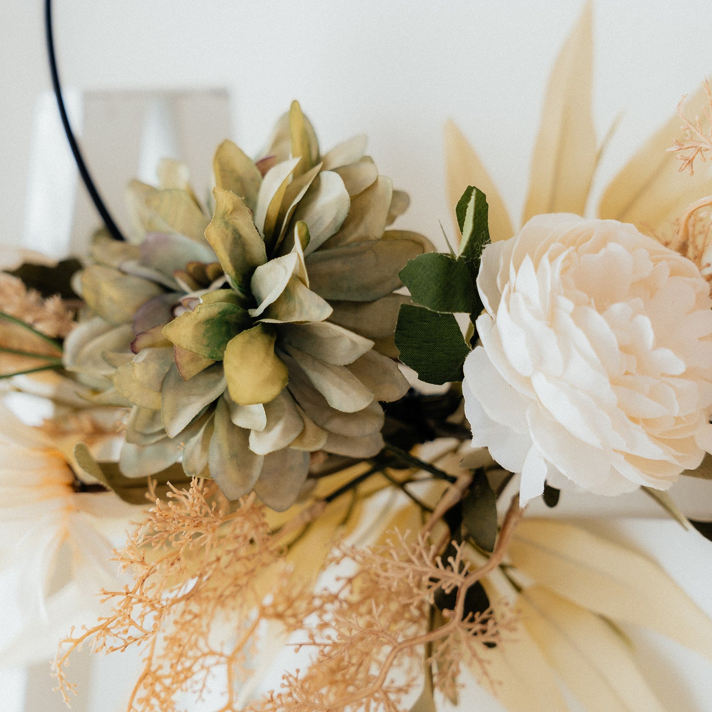 Hanging Floral Wreath on Metal Ring