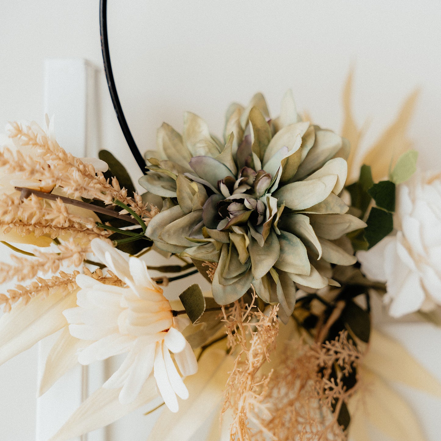 Hanging Floral Wreath on Metal Ring