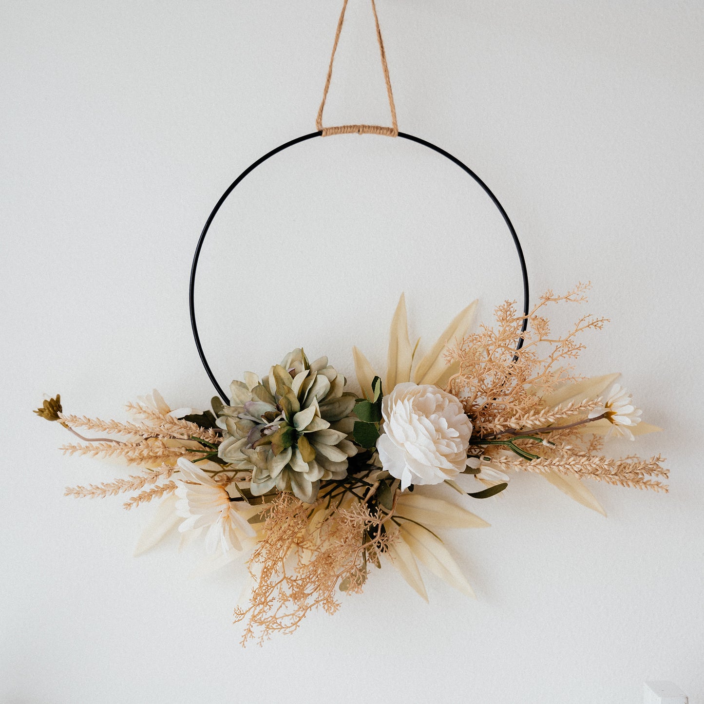 Hanging Floral Wreath on Metal Ring