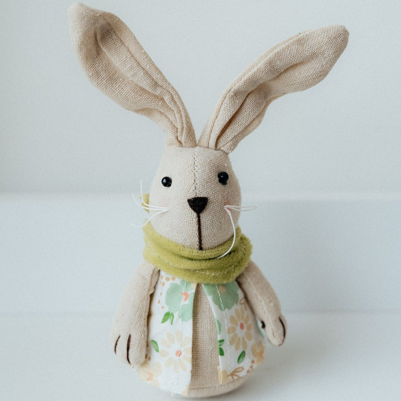 Linen Bunny with green flower vest