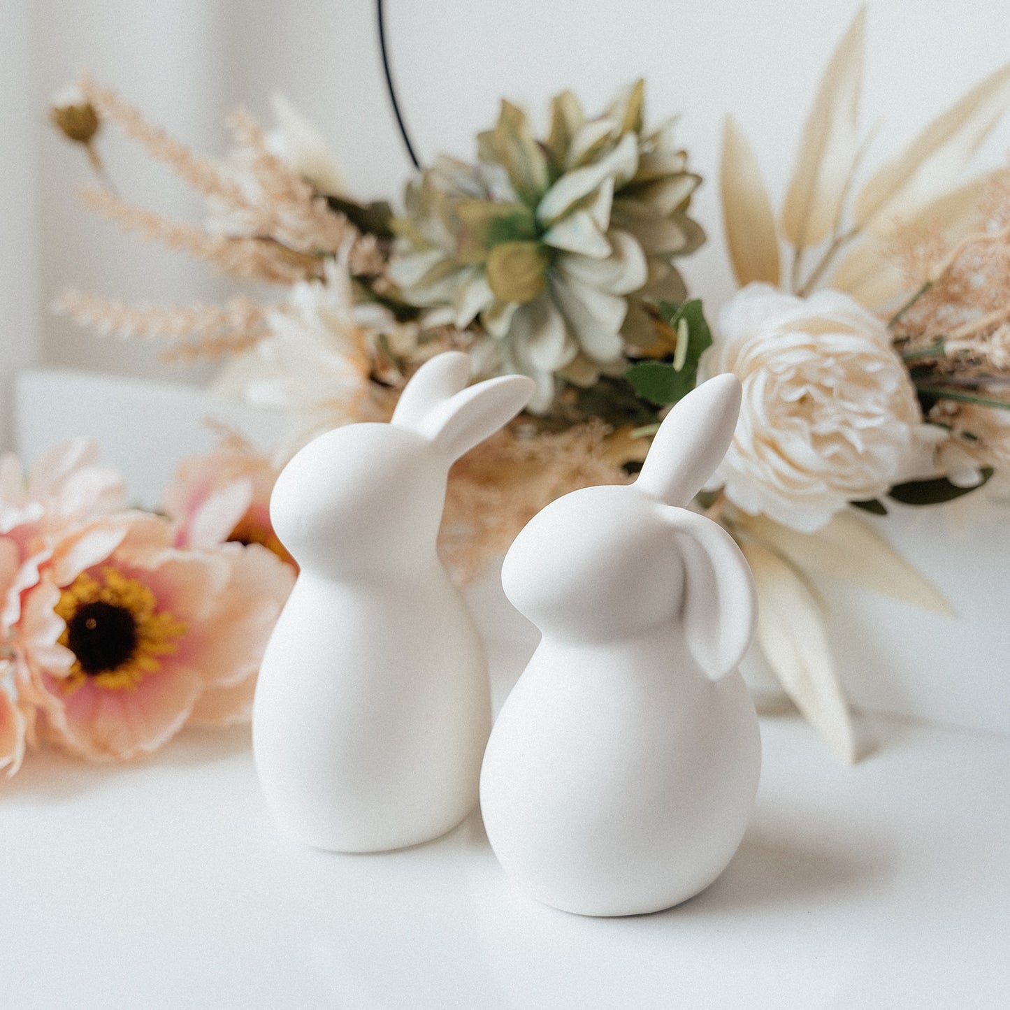 White Ceramic Bunny with Floppy Ear