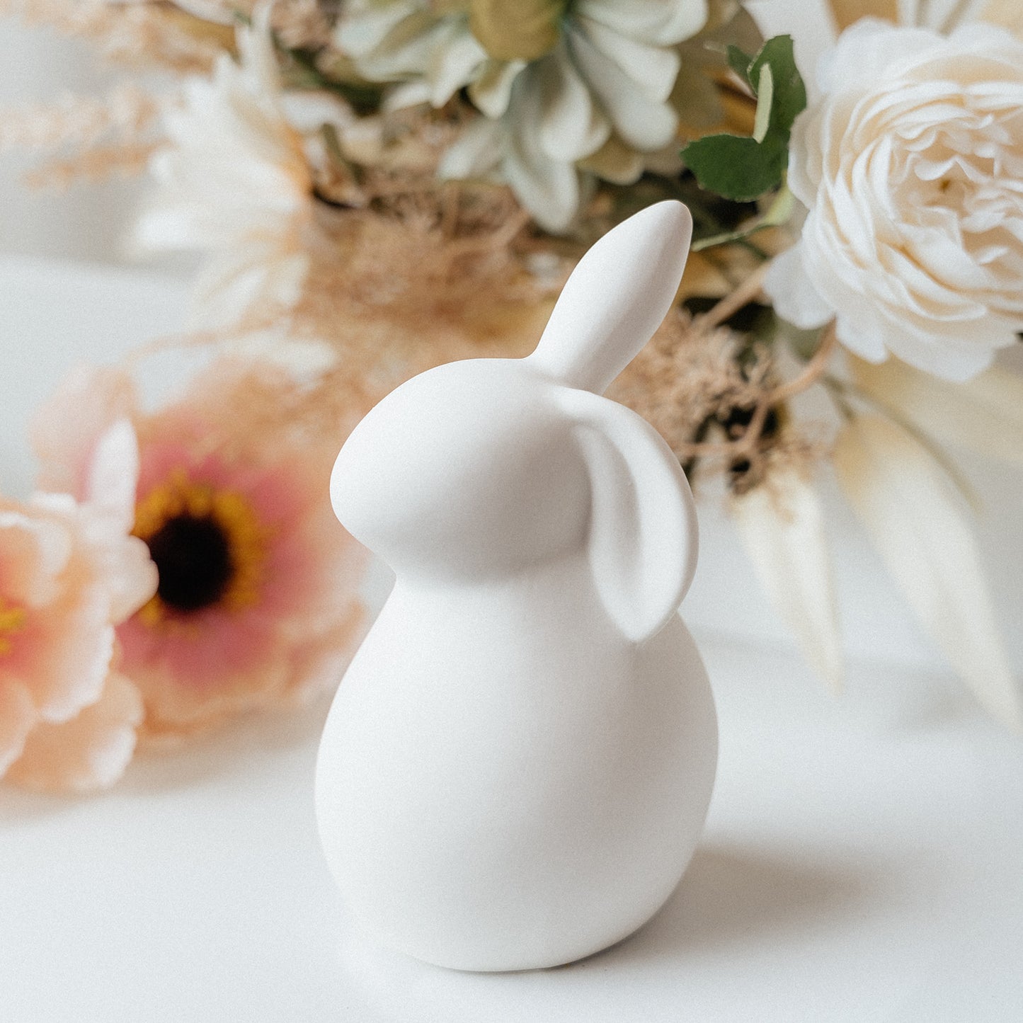 White Ceramic Bunny with Floppy Ear