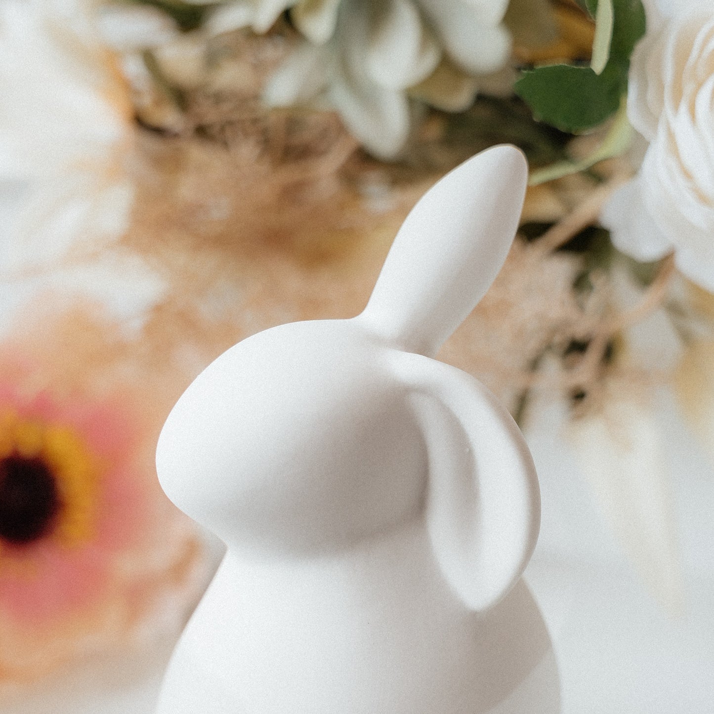 White Ceramic Bunny with Floppy Ear