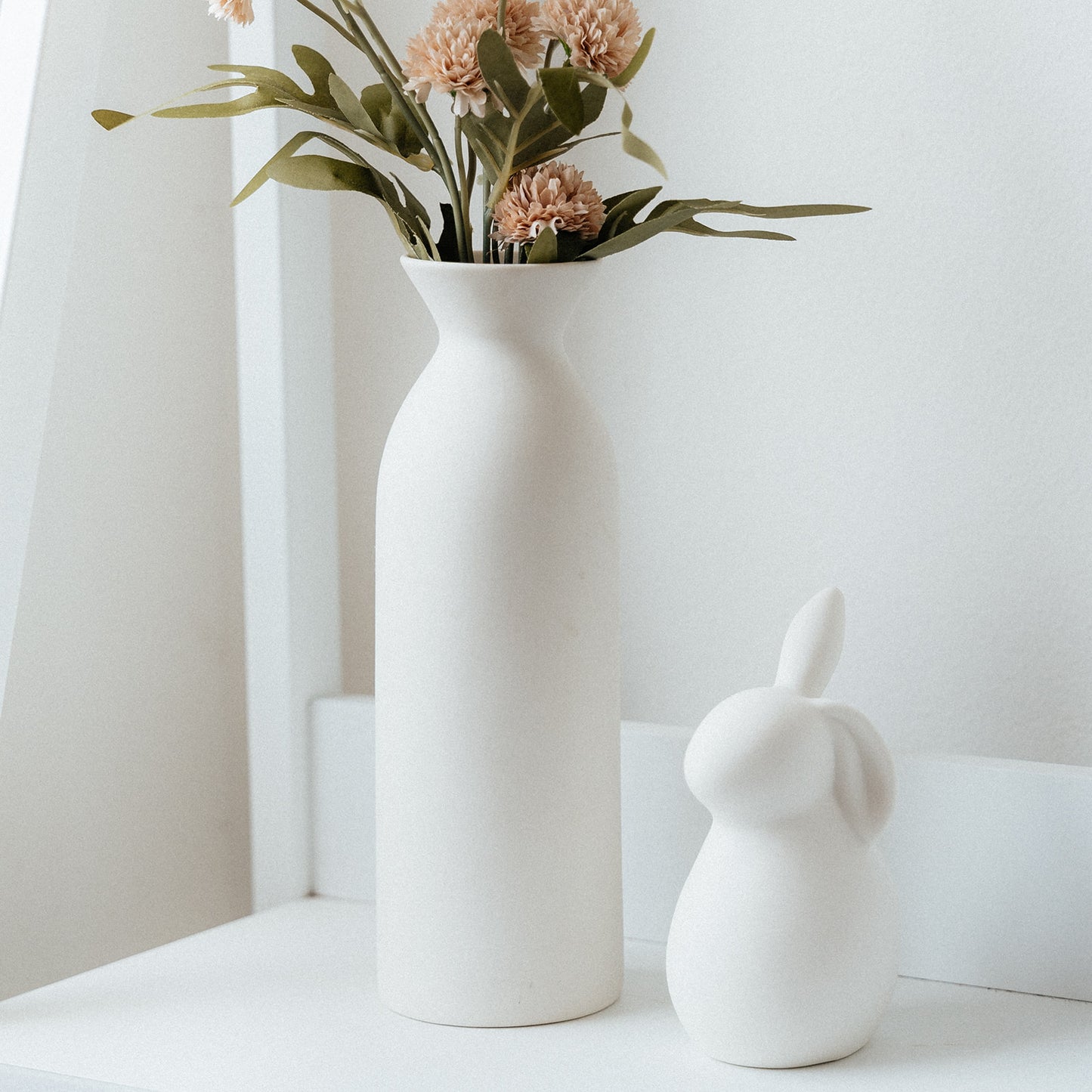 White Ceramic Bunny with Floppy Ear