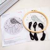 Black Embroidery DIY craft kit with hoop - GIRL - Wholesale
