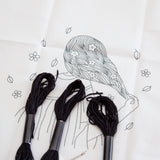 Black Embroidery DIY craft kit with hoop - GIRL - Wholesale
