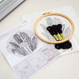 Black embroidery DIY craft kit with hoop - TULIPS - Wholesale