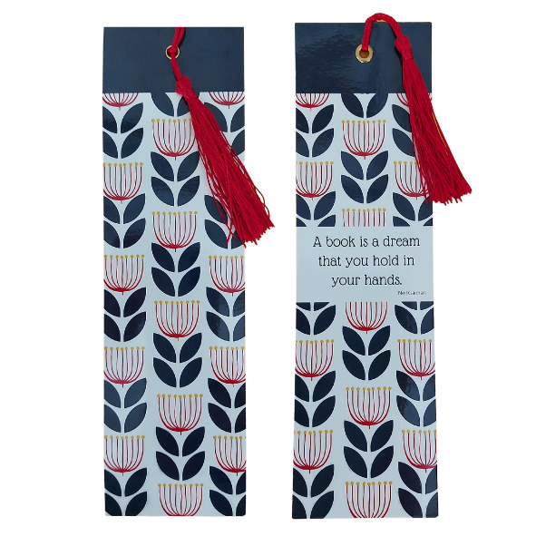 Nordic Red King Flower Design Bookmark with tassel