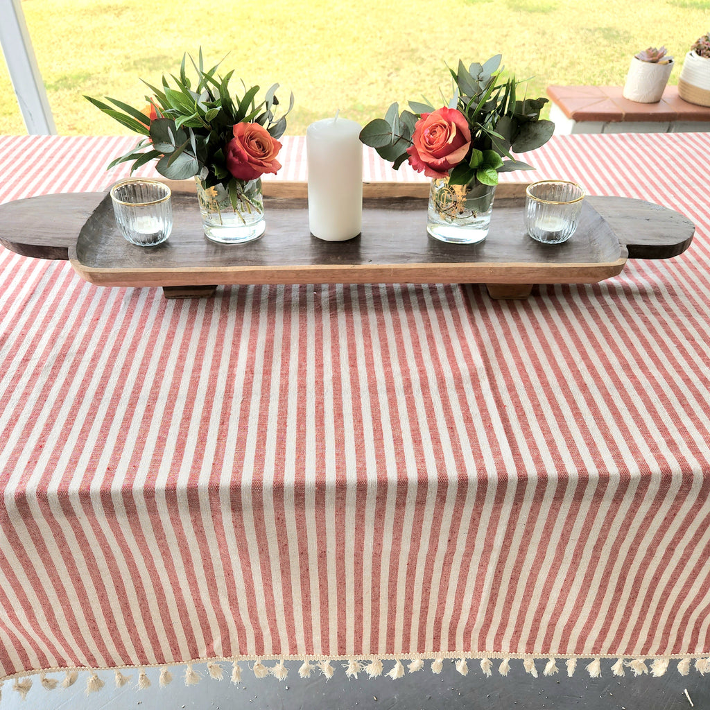 Red Striped Table Cloth 140x220cm - Wholesale