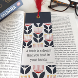 Nordic Red King Flower Design Bookmark with tassel