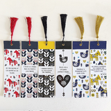Nordic Scandi Birds Design Bookmark with tassel