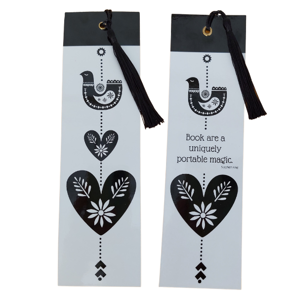 Nordic Birds Heart Bookmark with tassel