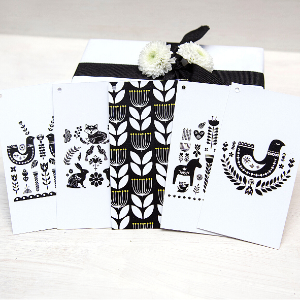 5 Piece multi pack gift tag set - Black & White