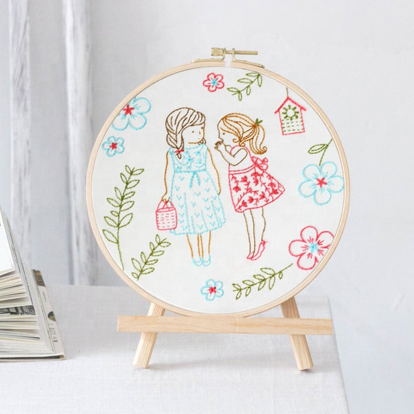 Embroidery DIY craft kit with hoop - Best Friends