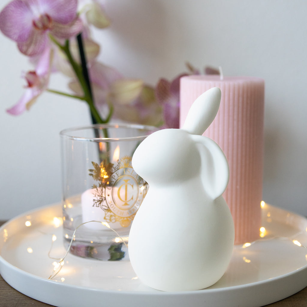White Ceramic Bunny with Floppy Ear