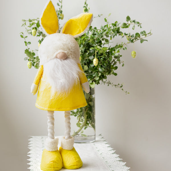 Standing Easter Bunny Gnome with extendable legs - YELLOW