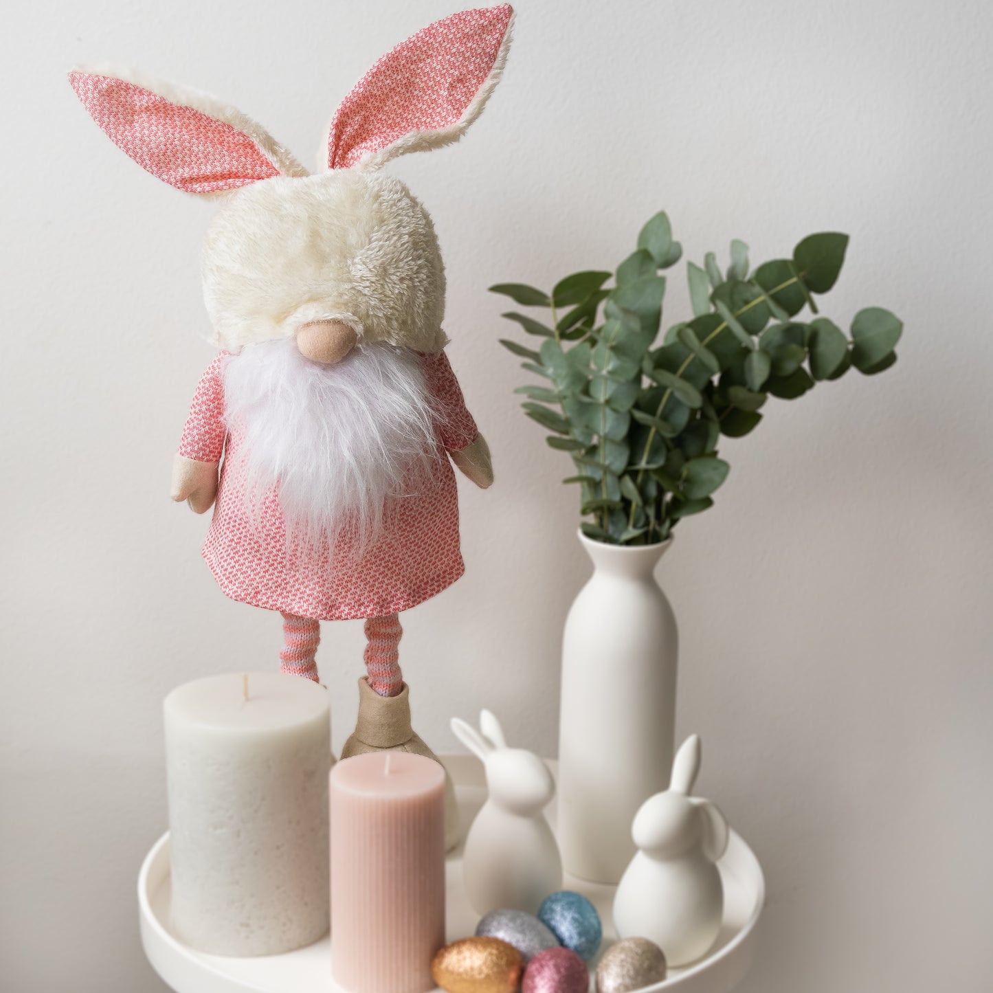 Bunny Gnome with extendable legs - PINK