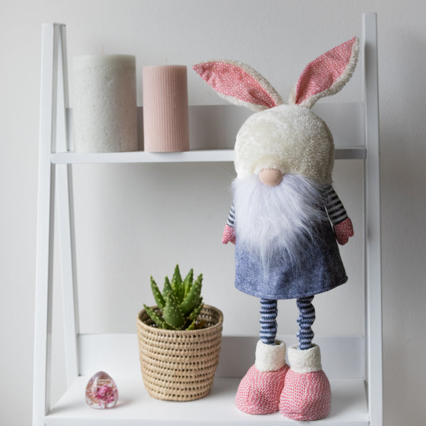 Standing Easter Bunny Gnome with extendable legs - GREY