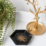 Ceramic Jewellery Trinket Dish with Mandala Pattern - BLACK
