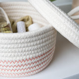 Small Cotton Storage Basket with lid - PINK - wholesale