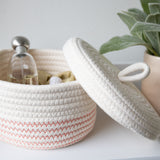 Small Cotton Storage Basket with lid - PINK