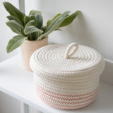 Small Cotton Storage Basket with lid - PINK