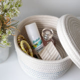 Small Cotton Storage Basket with lid - BLUE