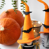 Scandinavian Halloween Witch Gnome with Bats - ORANGE wholesale