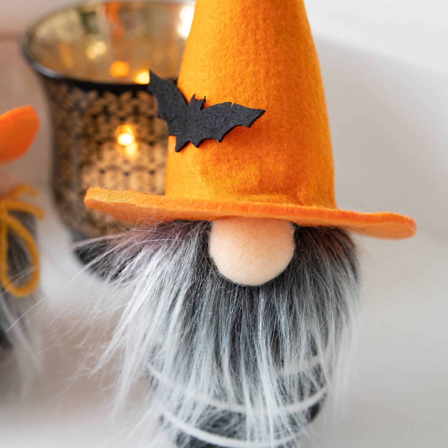 Scandinavian Halloween Boy Gnome with Bats - ORANGE