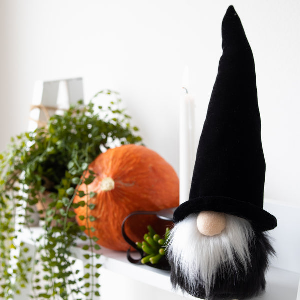 Scandinavian Halloween Wizard Gnome - BLACK