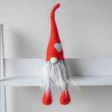 Red Sitting Gnome with Dangly Legs with Heart